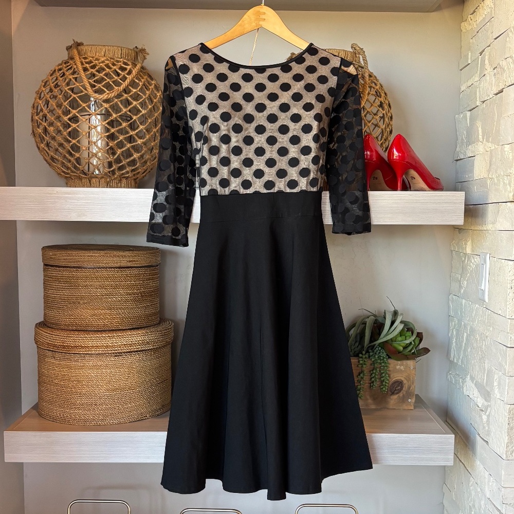 Muisol - Retro Black Dots & Dazzle Swing Dress